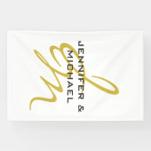 Monogram Witgoud Kleur Eenvoudig Modern Minimalist Spandoek (Horizontaal)