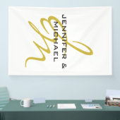 Monogram Witgoud Kleur Eenvoudig Modern Minimalist Spandoek (Beurs)