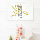 Monogram Witgoud Kleur Eenvoudig Modern Minimalist Spandoek (Insitu)