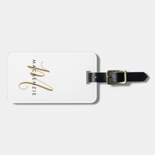 Monogram Witgoud Moderne Minimalistische Initiële  Bagagelabel (Voorkant horizontaal)