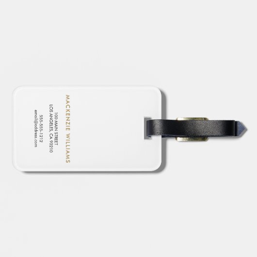 Monogram Witgoud Moderne Minimalistische Initiële Bagagelabel (Achterkant horizontaal)