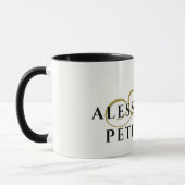 Monogram Witgoud Zwarte Naam Minimalistisch Elegan Mok (Links)