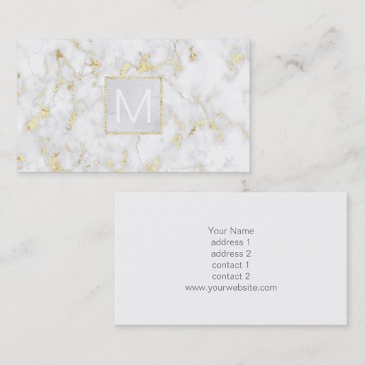 monogram witgouden marmer visitekaartje (Voorkant / Achterkant)