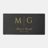 Monogram With Couple Name Black Leather Texture Bg Bureaumat (Voorkant)