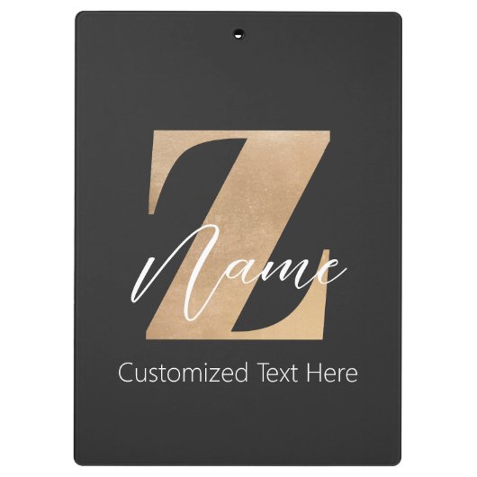 Monogram with Initial Z & Custom Name Personalized Klembord (Achterkant)