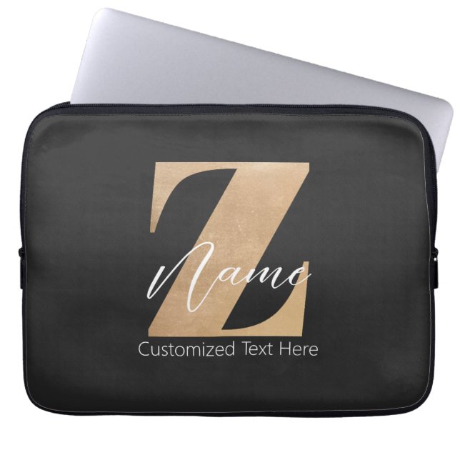 Monogram with Initial Z & Custom Name Personalized Laptop Sleeve (Voorkant)