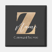 Monogram with Initial Z & Custom Name Personalized Magneet (Voorkant)