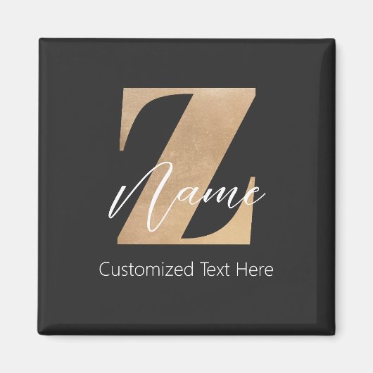 Monogram with Initial Z & Custom Name Personalized Magneet (Voorkant)