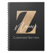 Monogram with Initial Z & Custom Name Personalized Notitieboek (Voorkant)