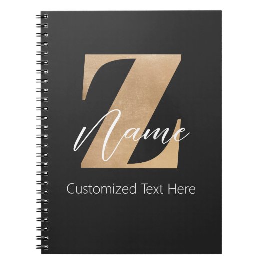 Monogram with Initial Z & Custom Name Personalized Notitieboek (Voorkant)