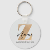 Monogram with Initial Z & Custom Name Personalized Sleutelhanger (Voorkant)