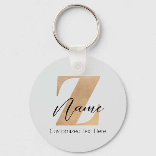 Monogram with Initial Z & Custom Name Personalized Sleutelhanger (Voorkant)