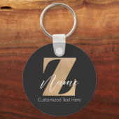 Monogram with Initial Z & Custom Name Personalized Sleutelhanger (Achterkant)