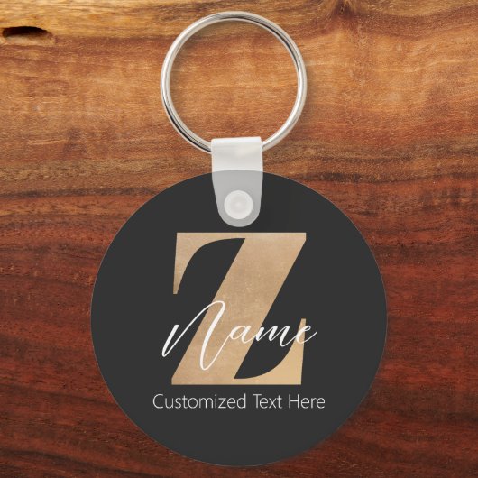 Monogram with Initial Z & Custom Name Personalized Sleutelhanger (Achterkant)