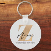 Monogram with Initial Z & Custom Name Personalized Sleutelhanger (Voorkant)
