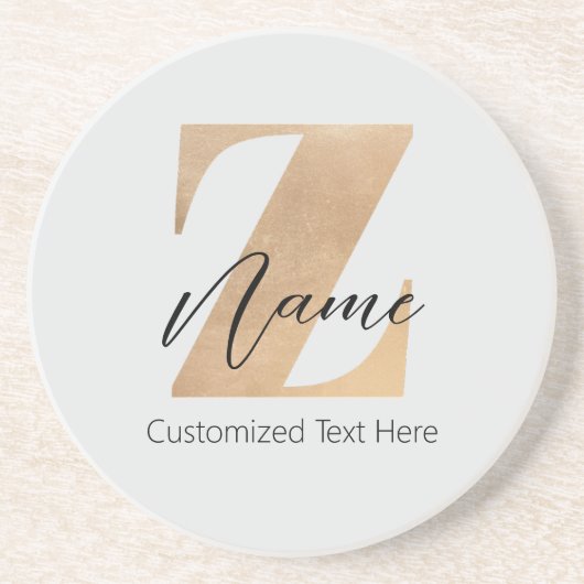 Monogram with Initial Z & Custom Name Personalized Zandsteen Onderzetter (Voorkant)