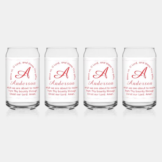 Monogram with Name Catholic Blessing Drinkware Set Blikvorm Glas (Voorkant)