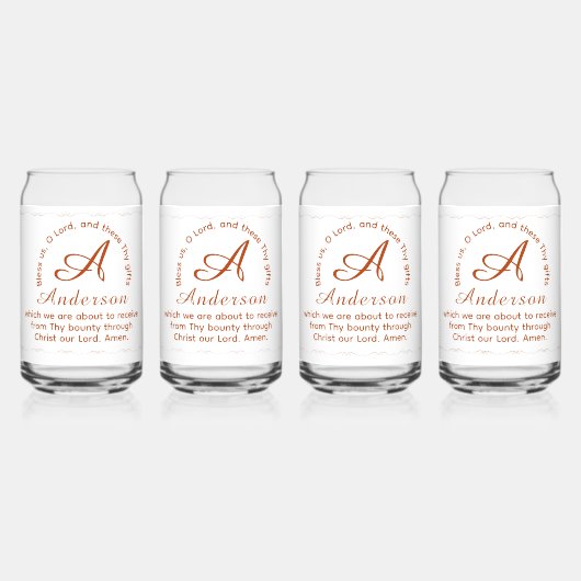 Monogram with Name Catholic Blessing Drinkware Set Blikvorm Glas (Voorkant)