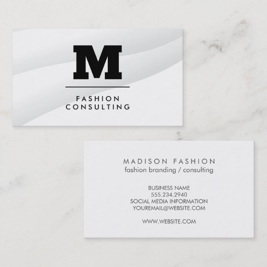 Monogram Witte Abstract Vorm Lagen Visitekaartje (Voorkant / Achterkant)