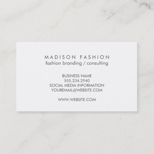 Monogram Witte Abstract Vorm Lagen Visitekaartje (Achterkant)