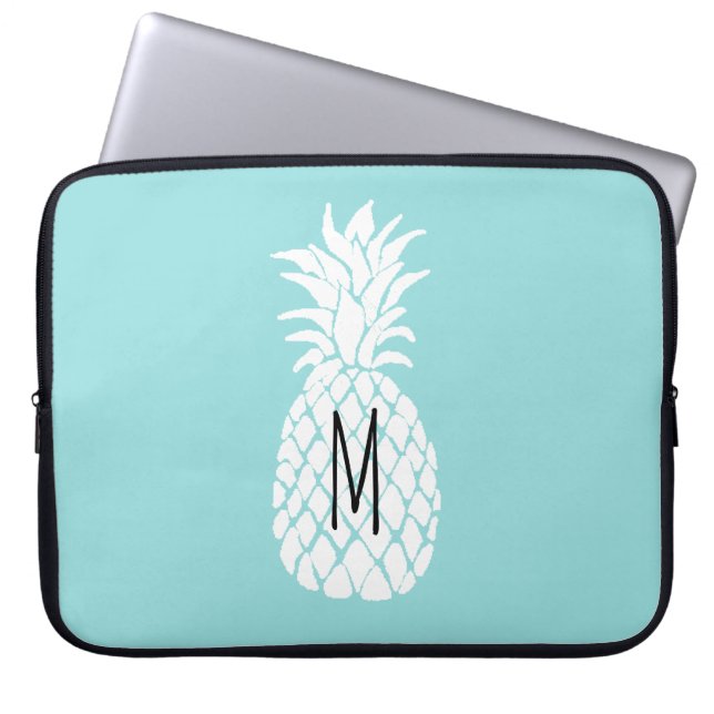 monogram witte anananas laptop sleeve (Voorkant)