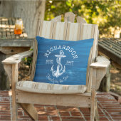 Monogram Witte Anker Blauw Gekleurd Hout Buitenkussen (Stoel)