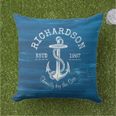 Monogram Witte Anker Blauw Gekleurd Hout Buitenkussen (Gras)