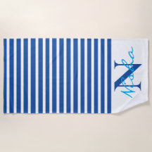 Monogram witte blauwe strepen