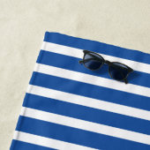 Monogram witte blauwe strepen strandlaken (In situ)