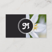 Monogram witte bloem bloemist bruiloft planner gri visitekaartje (Voorkant)
