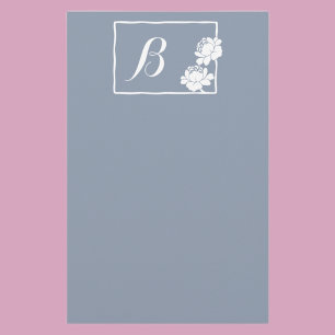 monogram witte bloem briefpapier