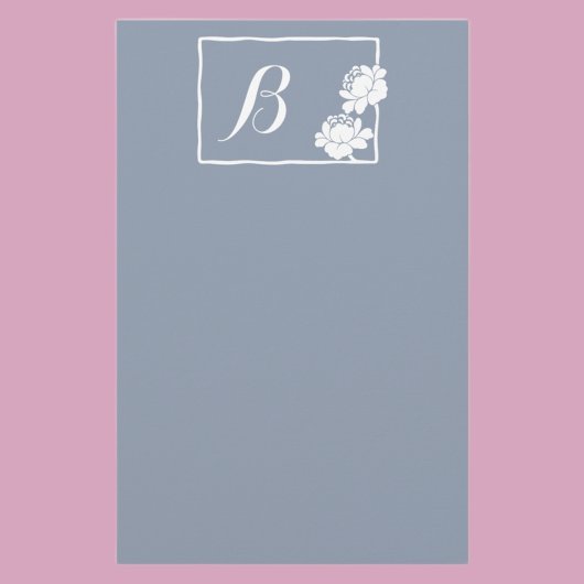  monogram witte bloem briefpapier