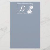  monogram witte bloem briefpapier (Voorkant)