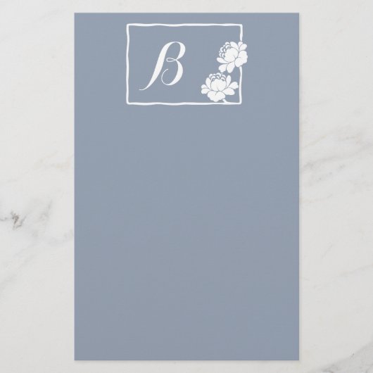 monogram witte bloem briefpapier (Voorkant)