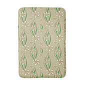 Monogram witte bloemenbeige achtergrond badmat (Voorkant Verticaal)