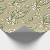 Monogram witte bloemenbeige achtergrond cadeaupapier (Hoek)