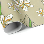 Monogram witte bloemenbeige achtergrond cadeaupapier (Rol Hoek)