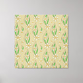 Monogram witte bloemenbeige achtergrond canvas afdruk (Voorkant)
