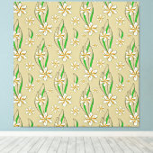 Monogram witte bloemenbeige achtergrond canvas afdruk (Insitu (Houten vloer))
