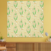 Monogram witte bloemenbeige achtergrond canvas afdruk (Insitu (Woonkamer))