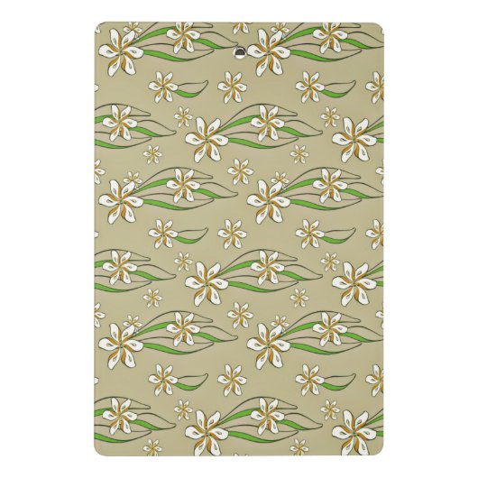 Monogram witte bloemenbeige achtergrond mini klembord (Achterkant)