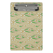 Monogram witte bloemenbeige achtergrond mini klembord (Voorkant)