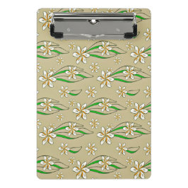 Monogram witte bloemenbeige achtergrond mini klembord