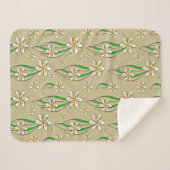 Monogram witte bloemenbeige achtergrond sherpa deken (Voorkant (horizontaal))