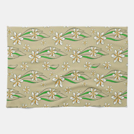 Monogram witte bloemenbeige achtergrond theedoek