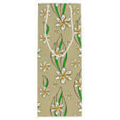 Monogram witte bloemenbeige achtergrond wijn cadeautas (Achterkant)