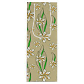 Monogram witte bloemenbeige achtergrond wijn cadeautas (Voorkant)