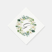 Monogram witte bloemkrans servet (Hoek)