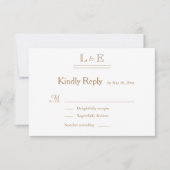 Monogram Witte Blush Gouden Ampersand Trouw RSVP Kaart (Voorkant)