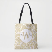 Monogram Witte Cirkel Gouden Glitter Modern Abstra Tote Bag (Voorkant)
